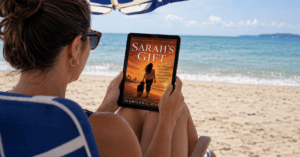 Woman walking barefoot on a Miami beach at sunset, a perfect scene for a Christian beach read