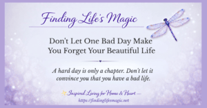 Finding Life's Magic quote reminding you a hard day cannot erase your beautiful life