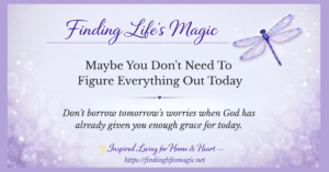 Grace for today inspirational blog post about trusting God one day at a time from Finding Lifes Magic