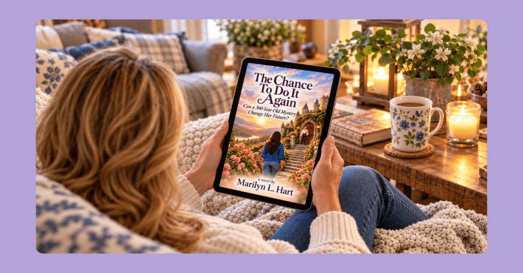 Woman reading The Chance To Do It Again, a second chance novel by Marilyn L. Hart