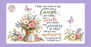 Watercolor wildflower bouquet in a rustic pitcher with butterflies and a quote about enjoying the life God gave you